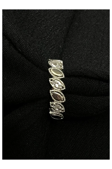 Vipfoni Sıralı Damla Taş Model Gümüş Kaplama Alyans Yüzük - Resim 4