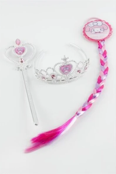 Vipfoni Kuromi Kraliçe Örgü Saç Taç Asa Seti ürün görseli