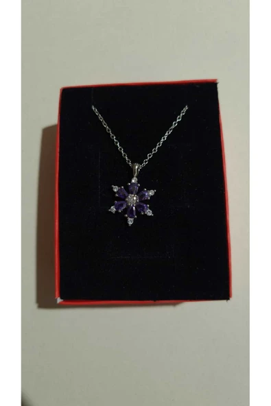 Vipfoni Zirkon Taşlı Lotus Kamelya Çiçeği Kolyesi ürün görseli