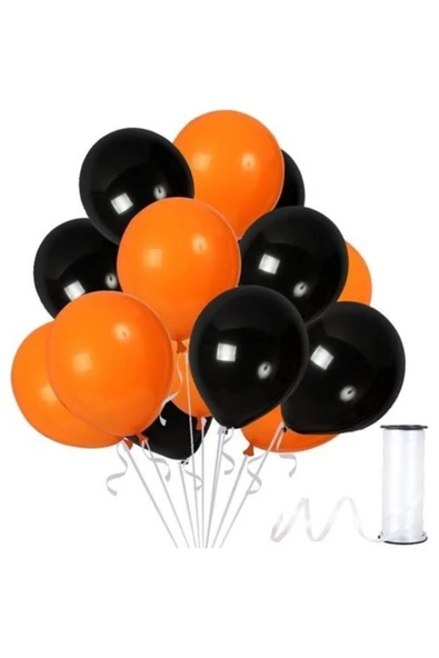 Vip-Aksesuar Metalik Balon Turuncu Siyah 10 Adet ürün görseli 1