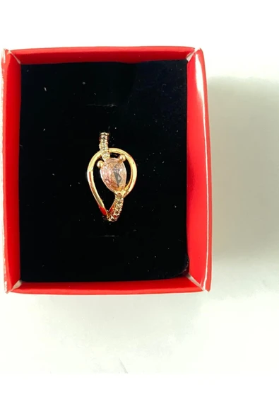 Vipfoni Pembe Damla Taş Model Gold Kaplama Yüzük - Resim 3