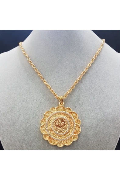 Vipfoni Kaplama Yuvarlak Tuğralı Kolye ürün görseli