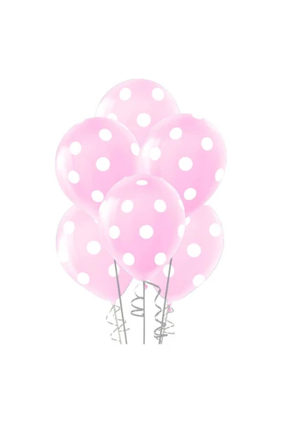 Vip-Aksesuar Pembe Renk Puantiyeli Balon 10 Adet ürün görseli