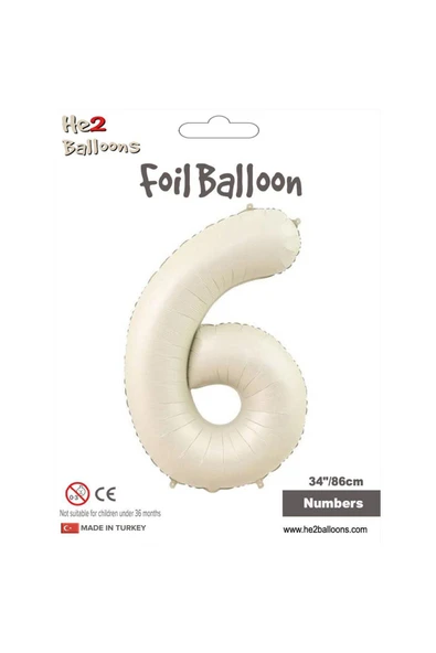 Vipfoni Rakam Folyo Balon 34''/ 86cm Krem -6- ürün görseli 1