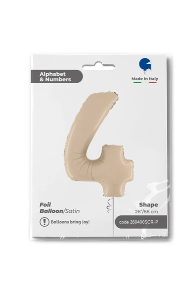 Vipfoni 4 Rakam Satin Cream Folyo Balon 26" ürün görseli 1