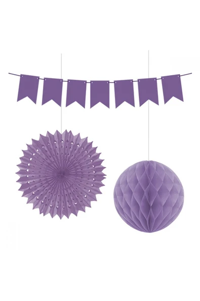 supertrend KF099 Mor Kağıt Süs Seti Petek/Yelpaze/Afiş ürün görseli