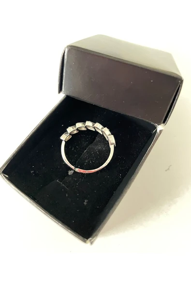 Vipfoni Sıralı Damla Taş Model Gümüş Kaplama Alyans Yüzük - Resim 3