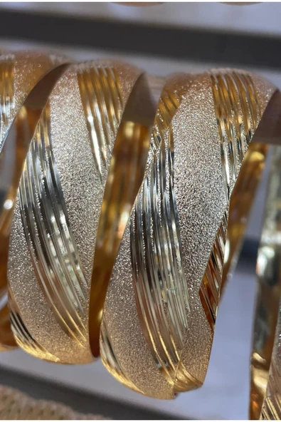 Vipfoni Altın Kaplama Yatay Çizgi Model Bilezik (2 cm Genişlik) 1 Adet ürün görseli