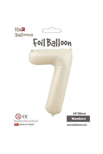 Vipfoni Rakam Folyo Balon 34''/ 86cm Krem -7- - 1
