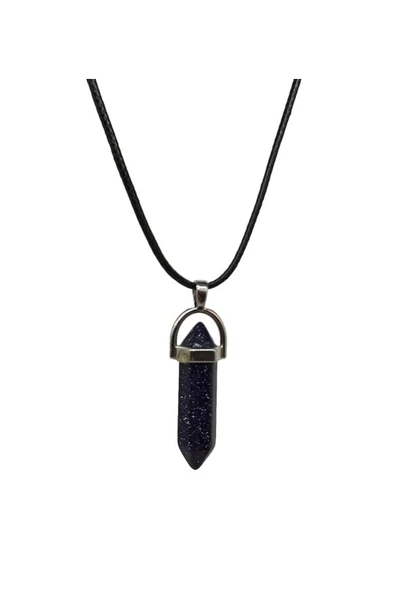 Vipfoni Deri Ip Altıgen Çivi Doğal Taş Kolye ürün görseli