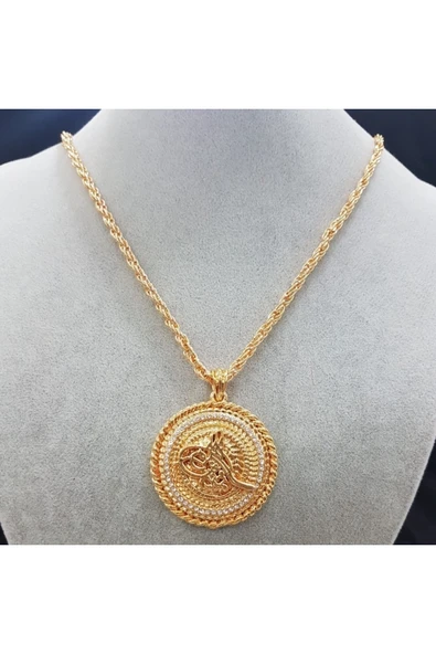 Vipfoni Kaplama Yuvarlak Tuğralı Kolye ürün görseli