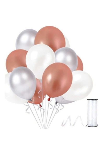 Vip-Aksesuar Metalik Balon Beyaz -rose Gold -gümüş Gri 25 Adet ürün görseli