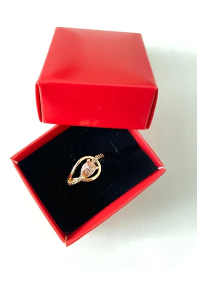 Vipfoni Pembe Damla Taş Model Gold Kaplama Yüzük - Resim 2