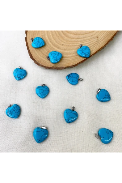 Vipfoni Sıkma Havlit Taşı Kalp Doğal Taş Kolye Ucu ve Zincir ürün görseli