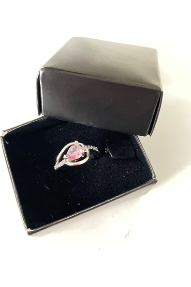 Vipfoni Pembe Damla Taş Model Gümüş Kaplama Yüzük - Resim 3