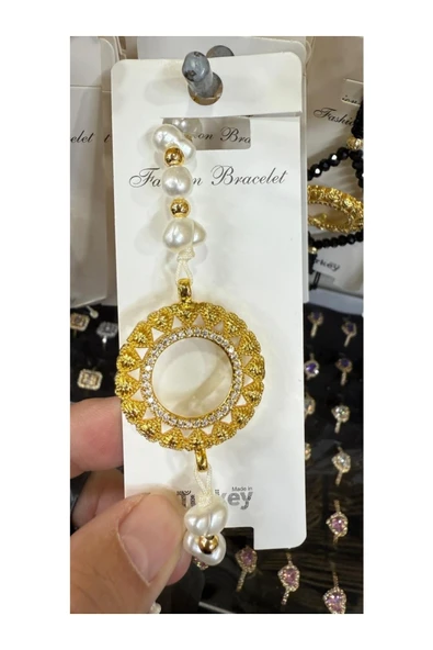 Vipfoni İçi Boş Doldurulabilen Altın Kaplama İncili Bileklik M5 ürün görseli