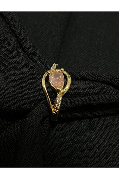 Vipfoni Pembe Damla Taş Model Gold Kaplama Yüzük ürün görseli