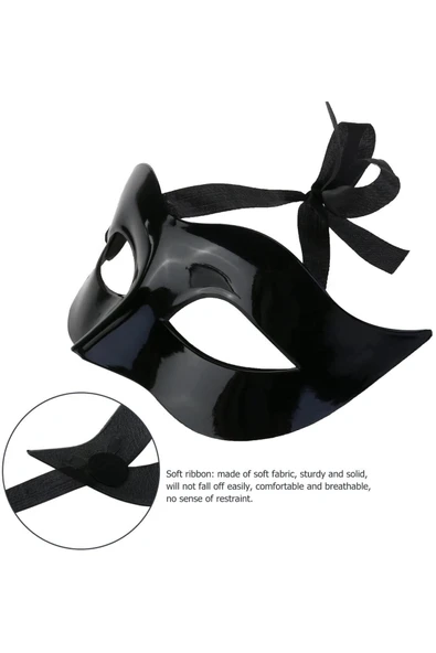 Salkım Party Siyah Renk Masquerade Kostüm Partisi Venedik Balo Maskesi - Resim 4