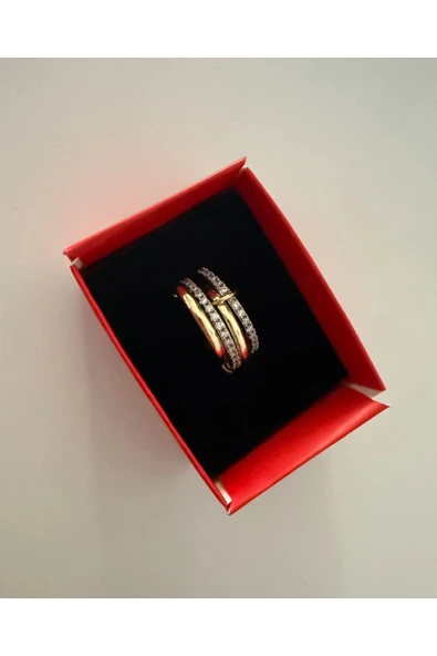 Vipfoni Özel Kutusunda Zirkon Taşlı Halka Detaylı 4lü Kadın Yüzük - Resim 4