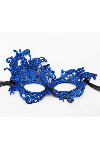 Vipfoni Mavi Renk Dantel Kesim Dantel İşlemeli Balo Parti Maskesi ürün görseli