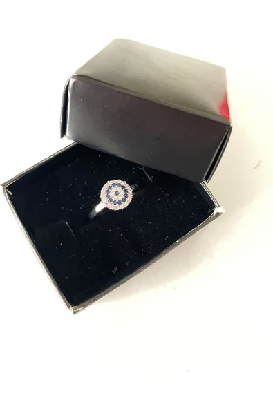 Vipfoni Zirkon Taşlı Küçük Nazar Boncuğu Gümüş Kaplama Yüzük - Resim 3