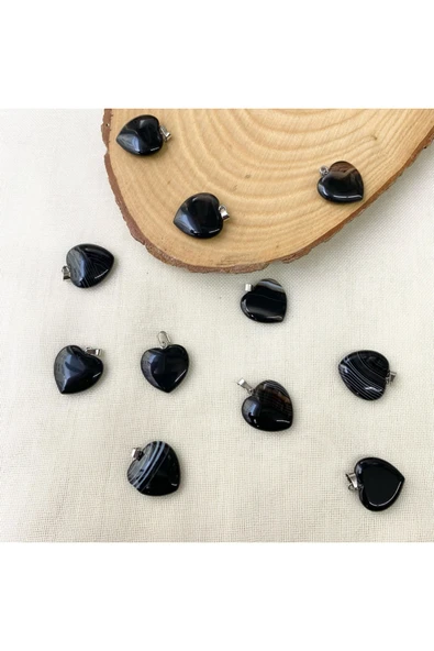 Vipfoni Akik Taşı Kalp Doğal Taş Kolye Ucu ve Zincir ürün görseli