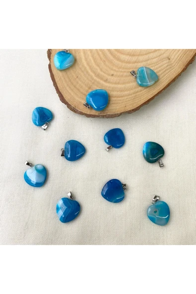 Vipfoni Akik Taşı Kalp Doğal Taş Kolye Ucu ve Zincir ürün görseli