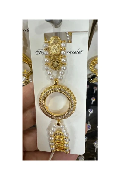 Vipfoni İçi Boş Doldurulabilen Altın Kaplama İncili Bileklik M7 ürün görseli 1