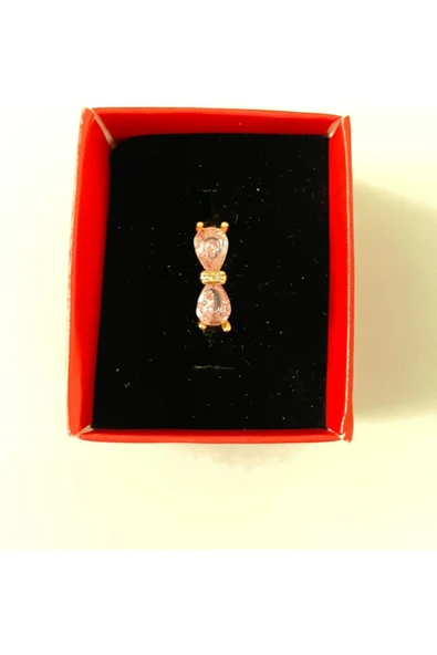 Vipfoni Pembe Taşlı Fiyonk Gold Kaplama Yüzük - Resim 3