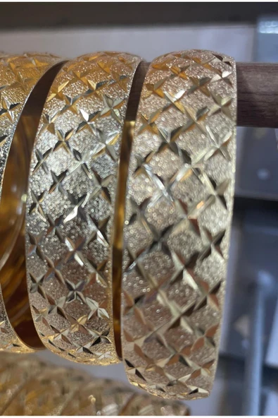 Vipfoni Altın Kaplama Baklava Model Bilezik (2 cm Genişlik) 1 Adet ürün görseli 1