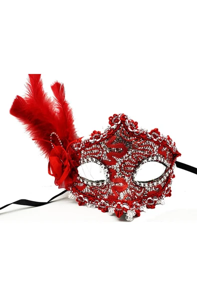 Vipfoni Yandan Tüylü Dantel Parti Maskesi 20x20 cm ürün görseli 1