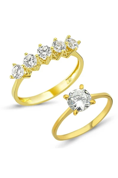 Vipfoni 5 Taş Ve Tek Taş Yüzük Set ürün görseli