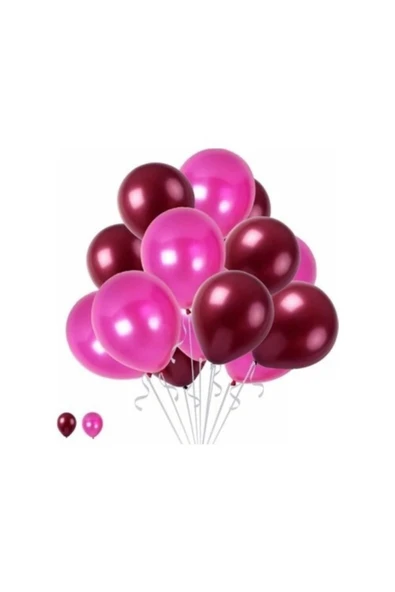 Vip-Aksesuar Metalik Balon Bordo - Fuşya 10 Adet - 1