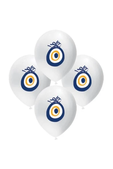 Vipfoni Beyaz Renk Nazar Boncuğu Baskılı Balon 10 Adet ürün görseli