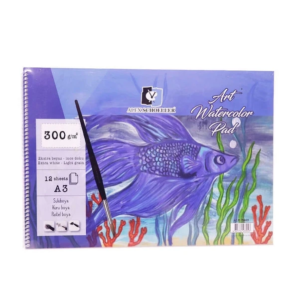 Supertrend Art Watercolour Pad Spiralli Sulu Boya Defteri Blok 300 gr. A3 12 yaprak ürün görseli 1