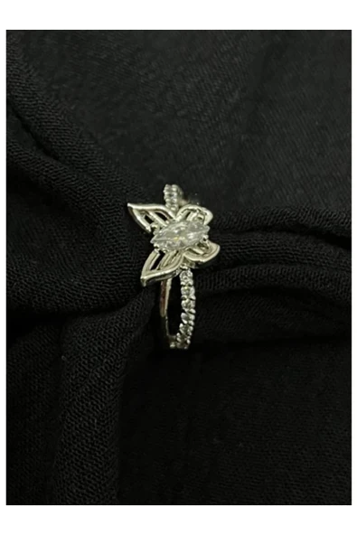 Vipfoni Damla Taş Model Gümüş Kaplama Kelebek Yüzük ürün görseli