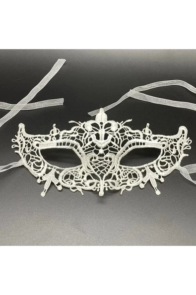 Vipfoni Beyaz Renk Dantel Kesim Dantel İşlemeli Balo Parti Maskesi ürün görseli