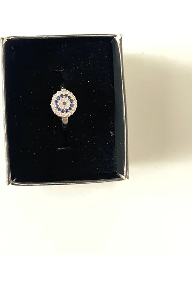 Vipfoni Zirkon Taşlı Küçük Nazar Boncuğu Gümüş Kaplama Yüzük - Resim 4