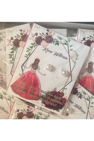 Vipfoni Nişan Düğün Kına Gecesi İçin Hediyelik İnci Küpeler 20 Adet - Resim 2