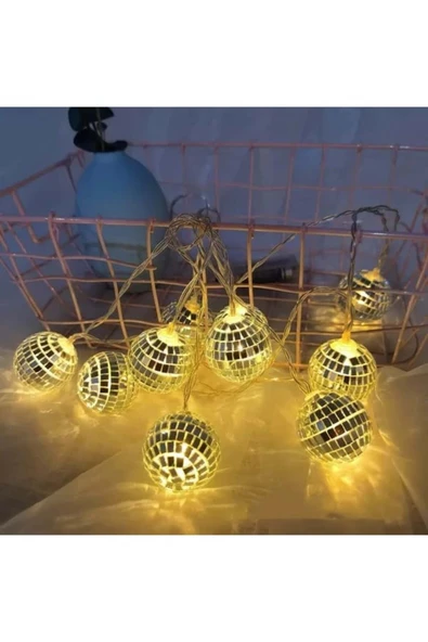 Vipfoni Dekoratif Süsleme Mini Disko Topu 10’lu Led Zinciri - Resim 2