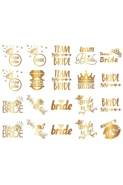 Vipfoni Bride Bekarlığa Veda Parti Taç, Kuşak, Dövme, Bileklik Full Set - Resim 3