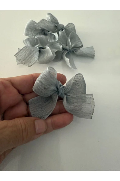 Vipfoni Hazır Fiyonk Sade Minik Keten Kurdele Gri - 50 Adet - Resim 2