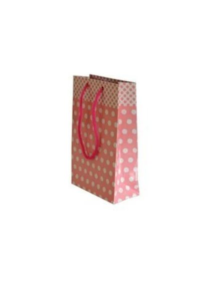 Vipfoni Puantiyeli Karton Çanta 11x17cm 25 Adet Pembe ürün görseli