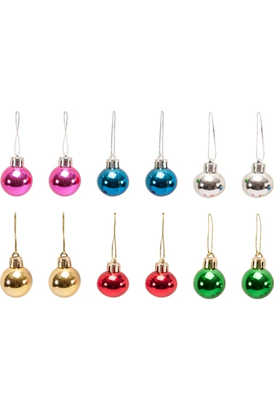 Vipfoni Asorti Ağaç Süsleme Topları 12li 3cm ürün görseli
