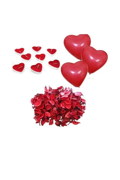 Vipfoni Seni Seviyorum Paketi -10 Ad. Kalpli Balon-10 Ad. Kalpli Mum 1 Paket Kuru Gül ürün görseli 1