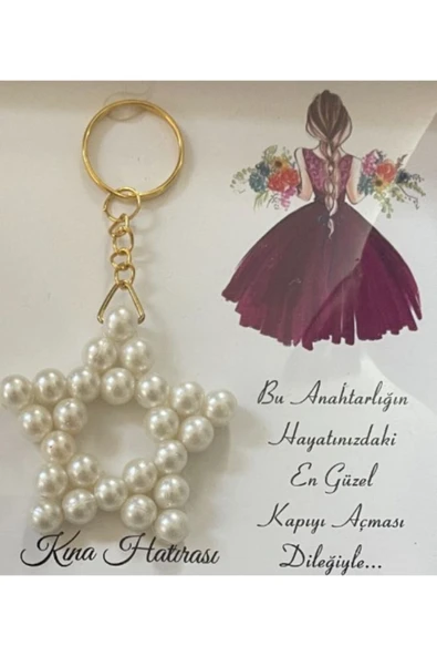 Vipfoni Kartlı İncili Düğün, Kına, Söz, Nişan Hediyelik Dağıtmalık Anahtarlık 25 Adet ürün görseli