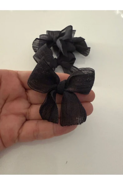 Vipfoni Hazır Fiyonk Sade Minik Keten Kurdele Siyah - 10 Adet - Resim 2