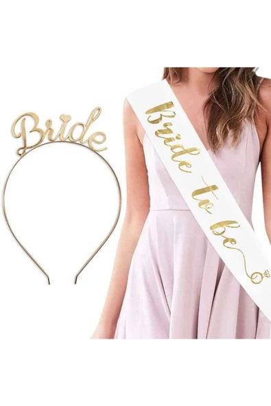 papercraft Bride To Be Gold Taç Kuşak Set ürün görseli 1
