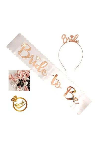 Vipfoni Bride Bekarlığa Veda Parti Taç, Kuşak, Dövme, Bileklik Full Set ürün görseli