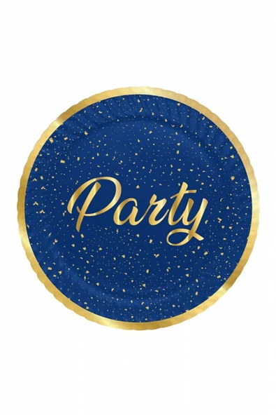 Roll-Up Parti Zamanı Lacivert Karton Tabak 23cm